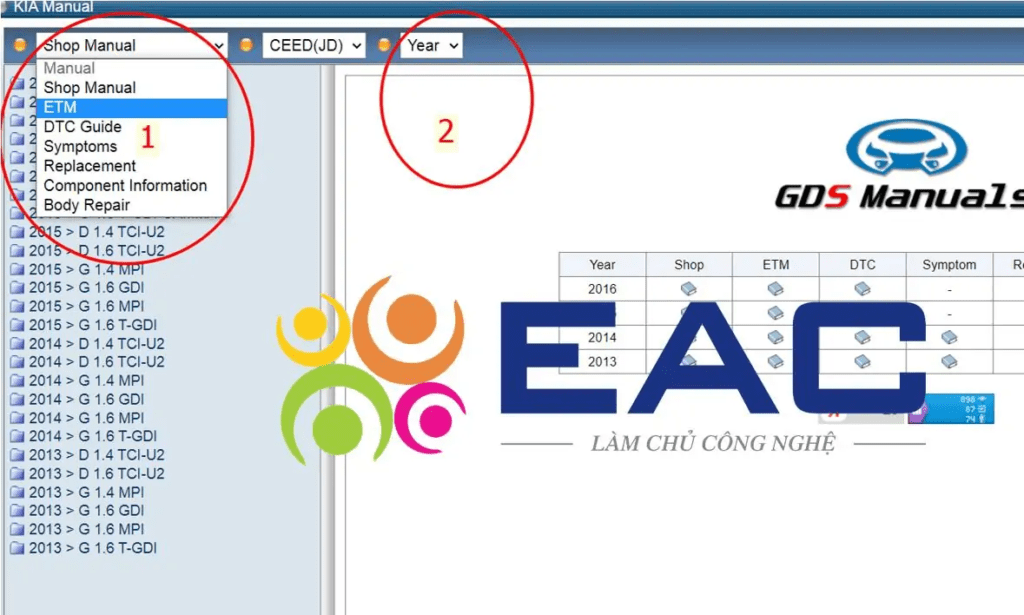 Bộ cẩm nang sửa chữa Kia và Huyndai online | Trường Dạy Nghề EAC